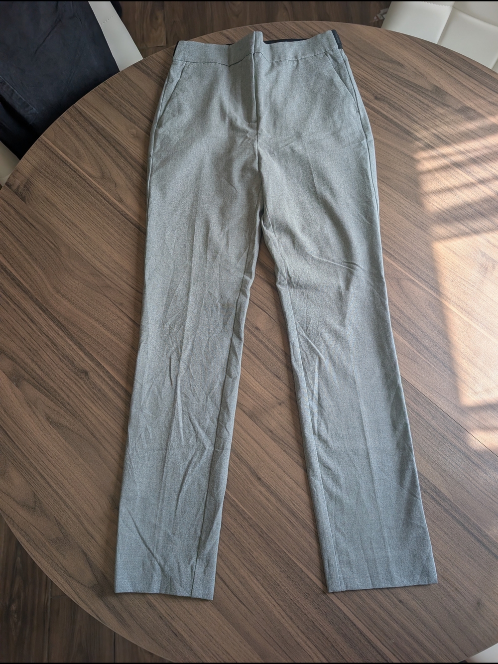 Zara Straight-Leg Pants in Light Gray